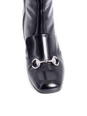 Gucci Black patent Leather Ankle Boot with Silver Horsebit size 37.5